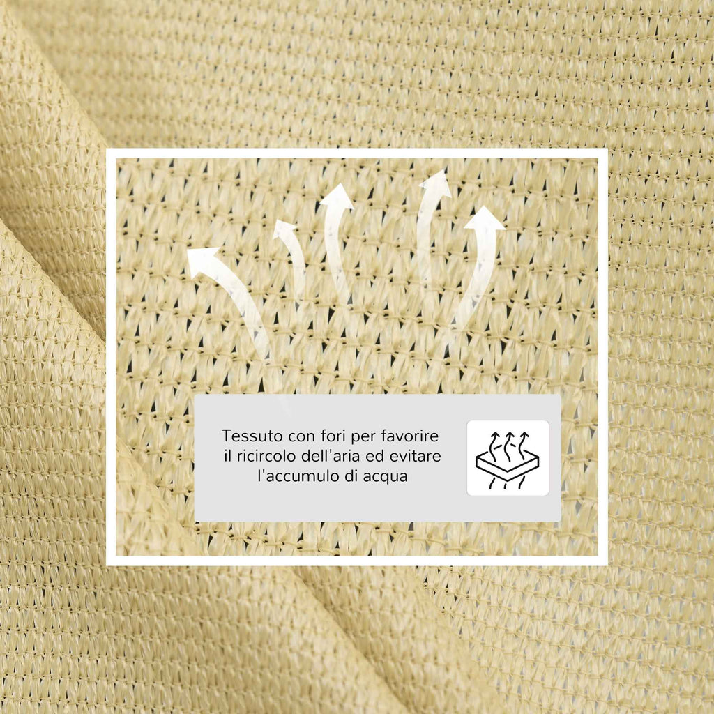 Outsunny Triangle Sun Shade Sail, Sun Protection for Garden, Balcony, Terrace, Anti-UV, 4x4x4 m, Beige