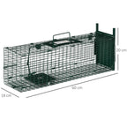 Outsunny Rat, Mice, and Nutria Cage Trap with Single Door, 60x18x20cm, Green