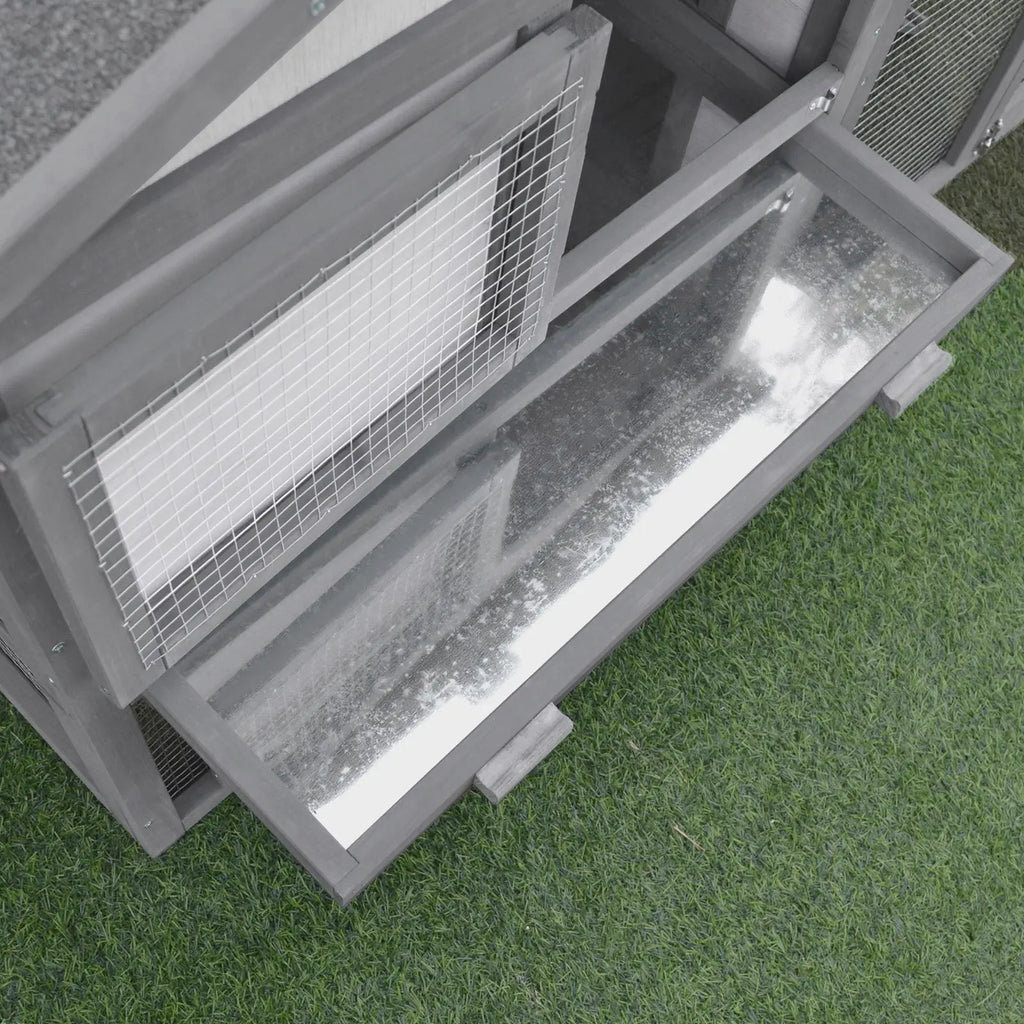 Outdoor Wooden Rabbit Hutch with House, Open Enclosed Space and Roof 147x54x84cm - Borge' Group Limited