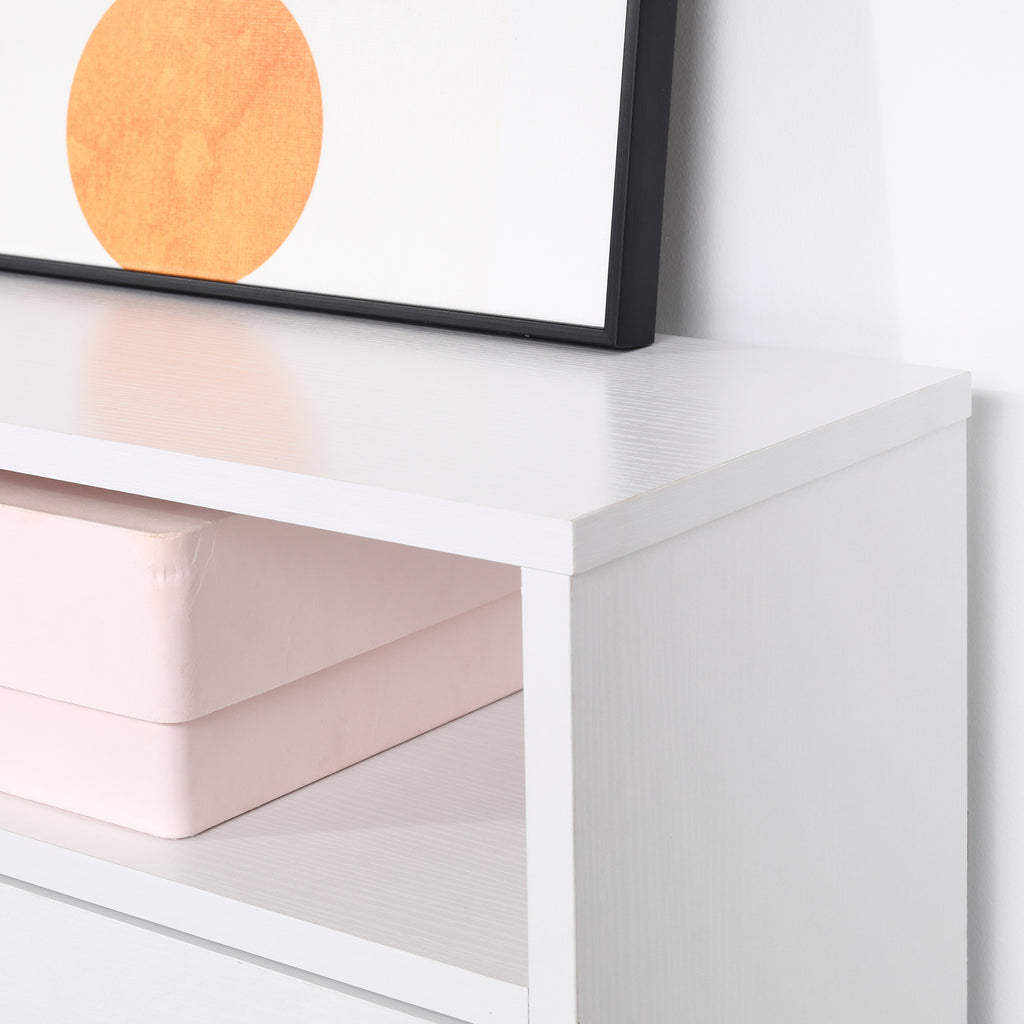Shoe Rack with 3 Tilt Compartments (18 Pairs of Shoes) and 1 Storage Shelf, White Chipboard, 60 x 24 x 132 cm