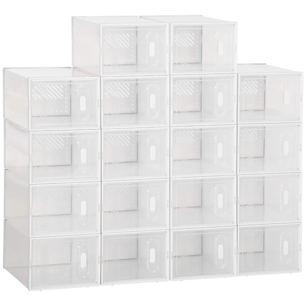 Rectangular Shoe Rack in PP Plastic, 18 Boxes 25x35x19 cm for Shoes max 43 EU, Clothes and Books