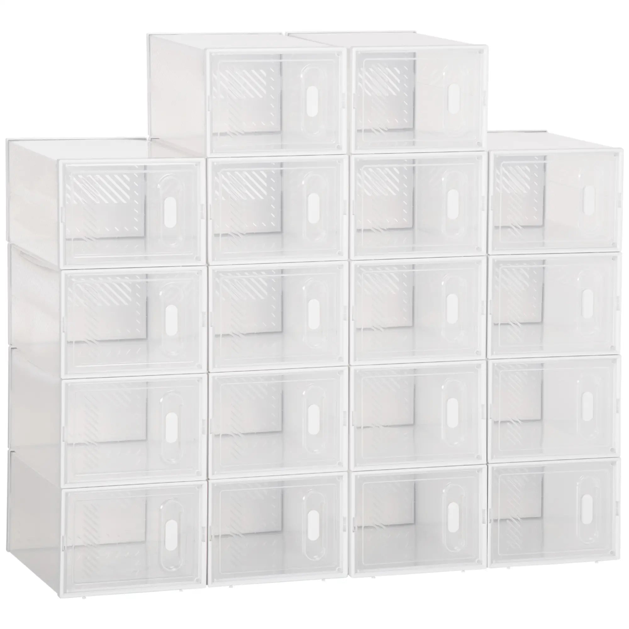 Rectangular Shoe Rack in PP Plastic, 18 Boxes 25x35x19 cm for Shoes max 43 EU, Clothes and Books