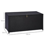 284L Outdoor Storage Chest with Gas Piston, PE Rattan and Steel, 118x54x59 cm, Dark Brown