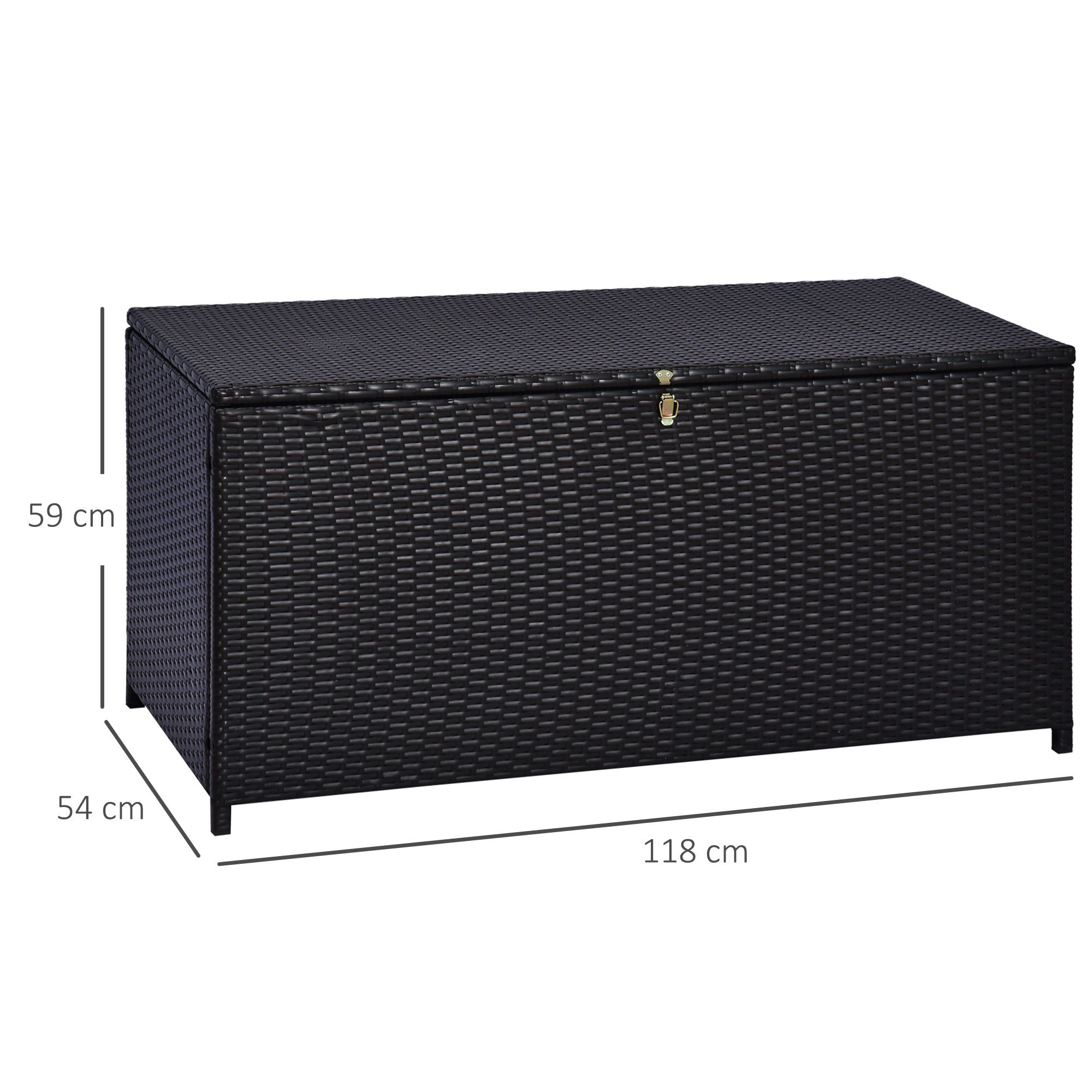284L Outdoor Storage Chest with Gas Piston, PE Rattan and Steel, 118x54x59 cm, Dark Brown