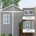 Resin Garden Shed with Floor, 2 Locking Doors, Window, 1.8x1.8m, Grey