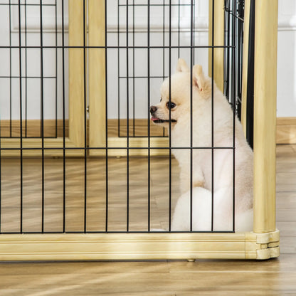 Dog Playpen, Pet Enclosure, 6 Panels with Door and Double Latches, 70x62cm