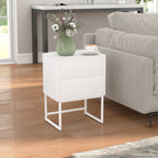 Modern 2-Drawer Bedside Table with Push-Opening, MDF and Steel, 40x30x50 cm, White