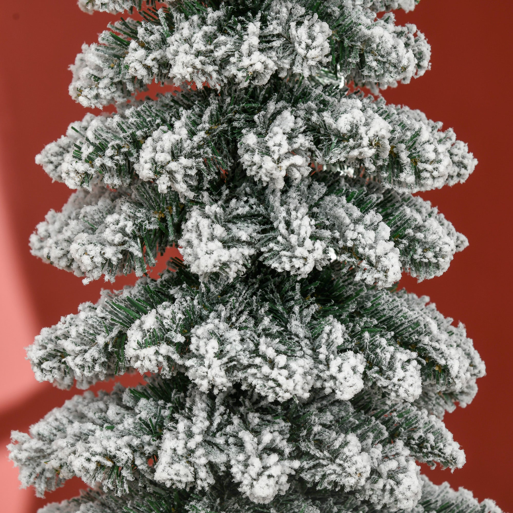 2-Section Snow-Covered Christmas Tree with 395 Metal and Plastic Branches, 46x46x180cm, Green