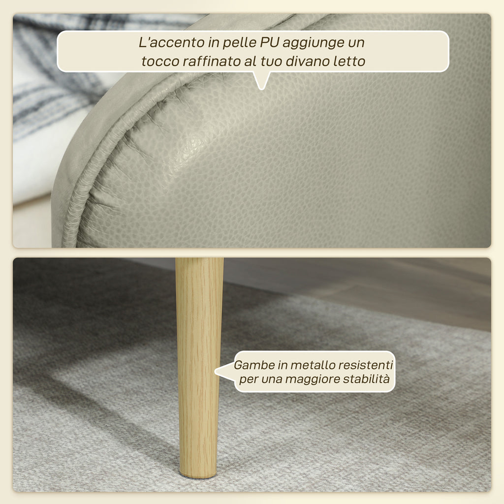 3-Seater Sofa Bed with Reclining Backrest and Velvet Upholstery, 185x84x83 cm, Beige