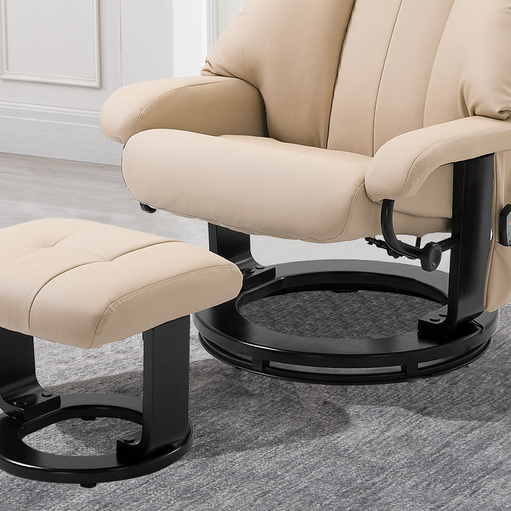 HOMCOM Reclining Massage Relaxing Chair with Footrest and Remote Control, 76x80x102 cm Cream