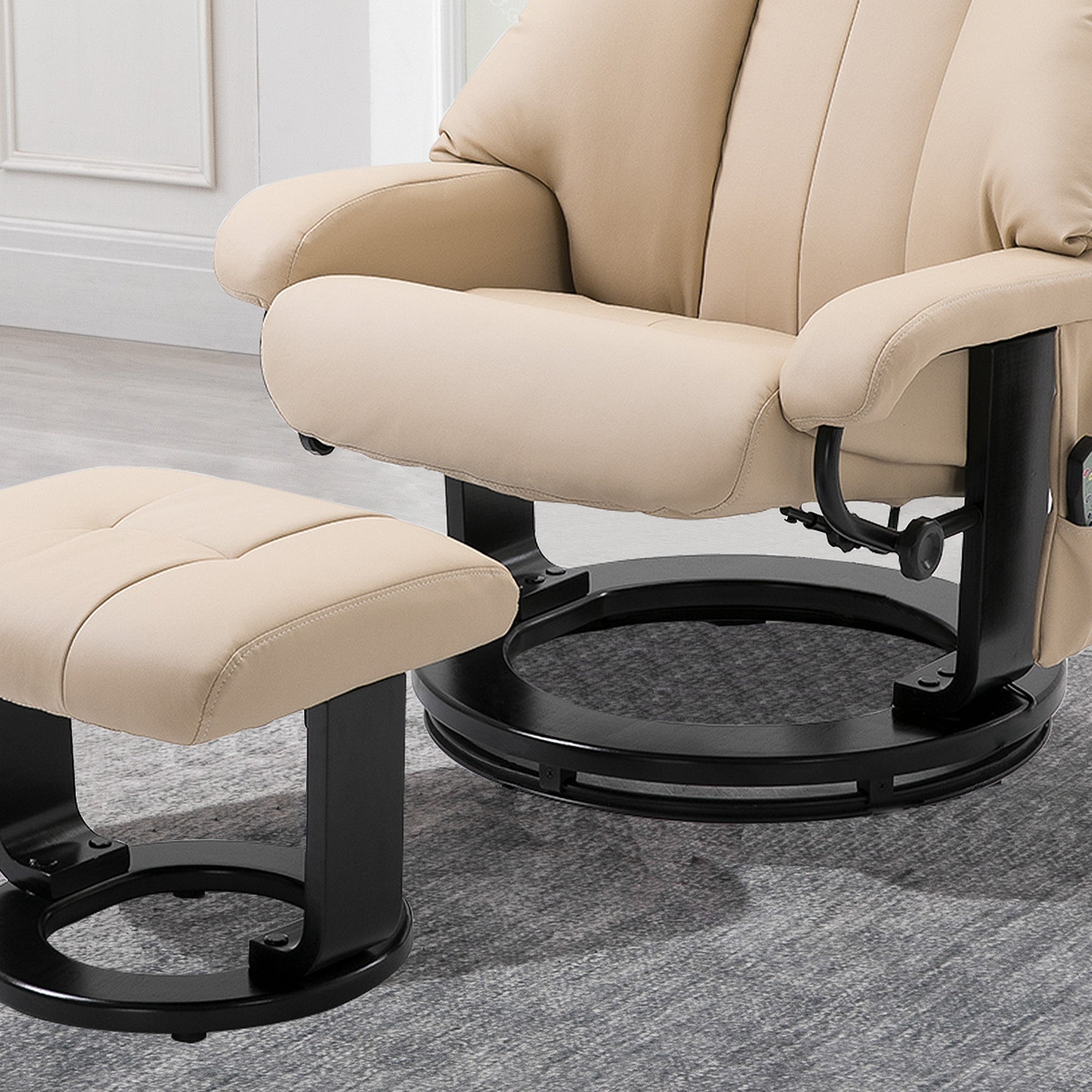 HOMCOM Reclining Massage Relaxing Chair with Footrest and Remote Control, 76x80x102 cm Cream