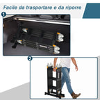 5 in 1 Black Aluminum Ladder for Indoor and Outdoor Use, Max Load 150kg, 370x61x11 cm