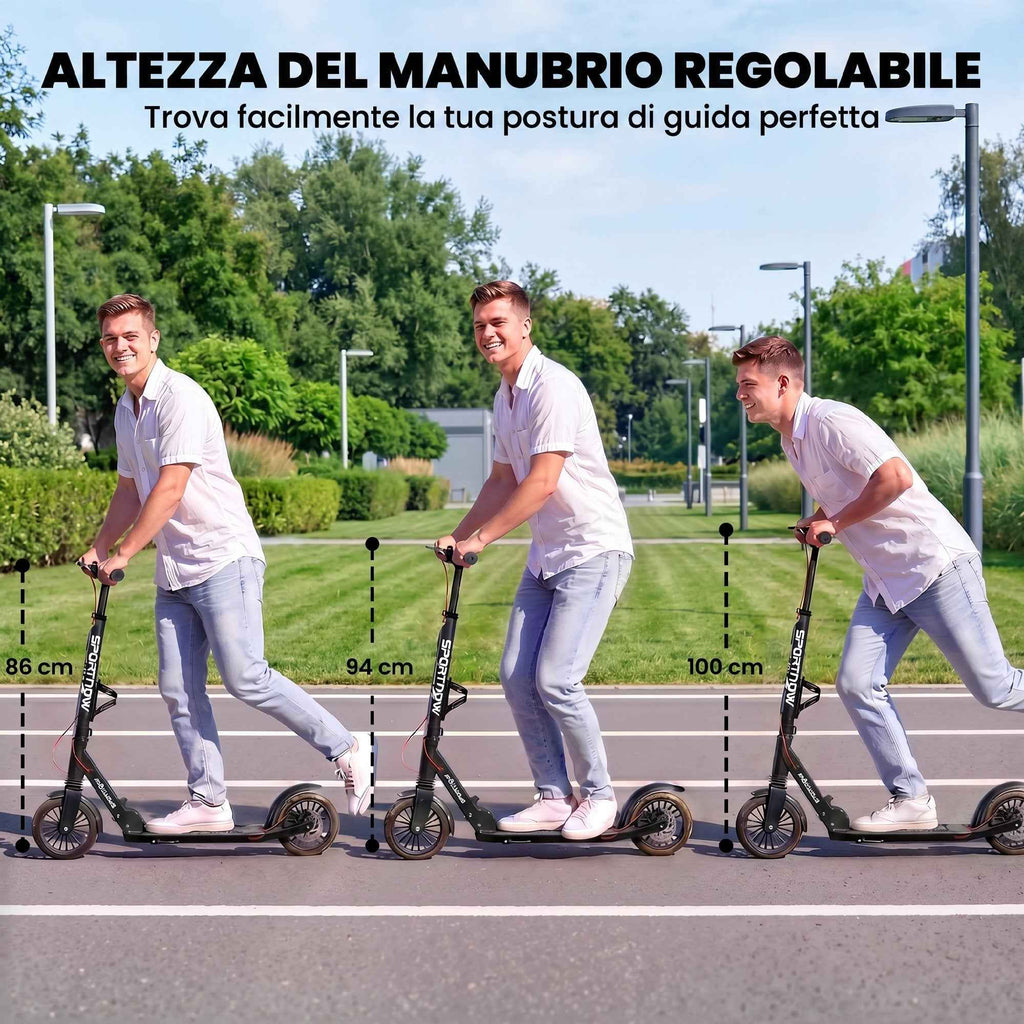 SPORTNOW Folding Scooter with Height-Adjustable Handlebar for Adults, Silver
