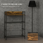 Chest of 4 Removable Drawers with Industrial Design in Wood and Steel, 60x29x85 cm, Brown and Black