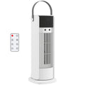 HOMCOM Misting Table Fan, Remote Control, Handle, LED Lights, 3 Speeds, 10-Hour Timer, White