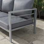 Mystery | 3-seater garden sofa with seat and back cushions, in aluminium, 185x66x64 cm, gray - Borgè