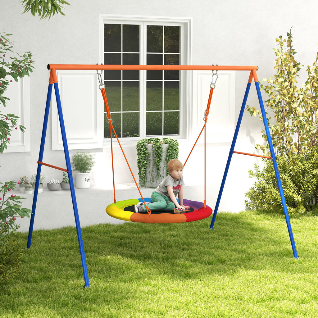 Reinforced Metal Garden Nest Swing for 1-2 Children, 196x172x180cm, Multicolor