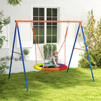 Reinforced Metal Garden Nest Swing for 1-2 Children, 196x172x180cm, Multicolor