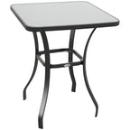 Modern Coffee Table with Tempered Glass Top, Outdoor Garden Table with Metal Frame, 68.5 x 68.5 x 84 cm, Grey - Borge' Group Limited