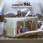 HOMCOM 96L Aluminum Tool Box with Lock, 2 Keys and Side Handle, 76.2x35.5x40.6 cm, Silver
