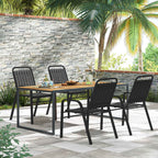Outsunny Set of 4 Stackable Garden Chairs with High Backrest and Armrests, in PP and Steel, 56x66x91 cm, Black