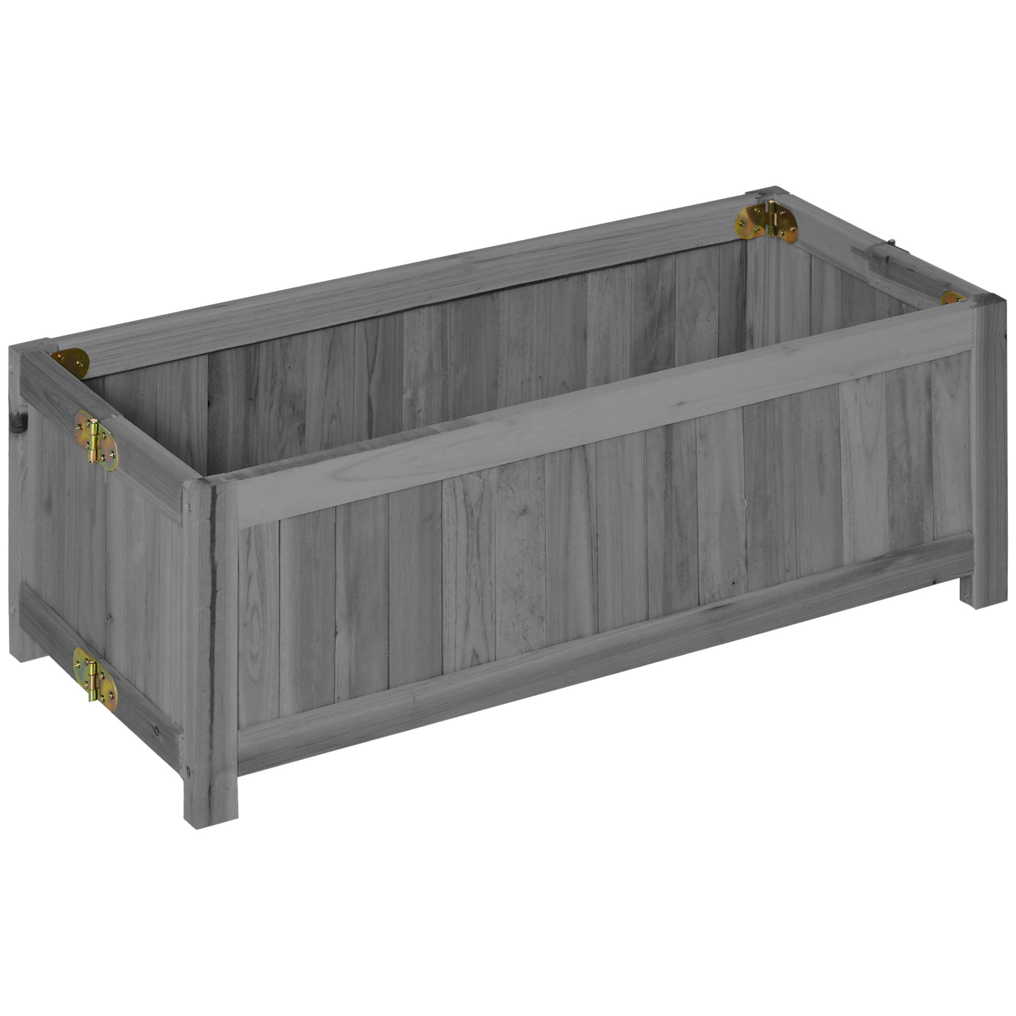 Outsunny Folding Raised Wooden Planter for Growing 70x30x25 cm Grey