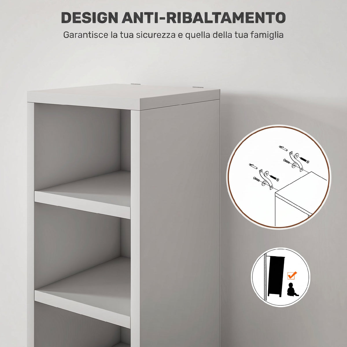 HOMCOM 12-Tier CD Storage Cabinet for 204 CDs, MDF and Chipboard, 21x20x175 cm, White