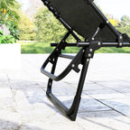 Outsunny Set of 2 Steel Sun Loungers with Reclining Backrest, 189x58x30 cm, Black