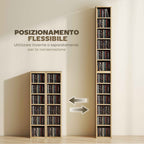 HOMCOM Set of 2 CD Racks with Adjustable Shelves for 204 CDs, Wooden, 21x22.5x88.5 cm, Oak