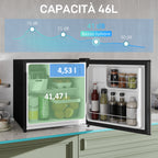 46L Mini Refrigerator with Ice Cube Tray, Reversible Door, Adjustable Temperature, Silver