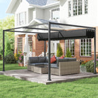 Outsunny Pergola Gazebo Outdoor 3x2.1 m with Retractable Metal and Polyester Canopy, Black