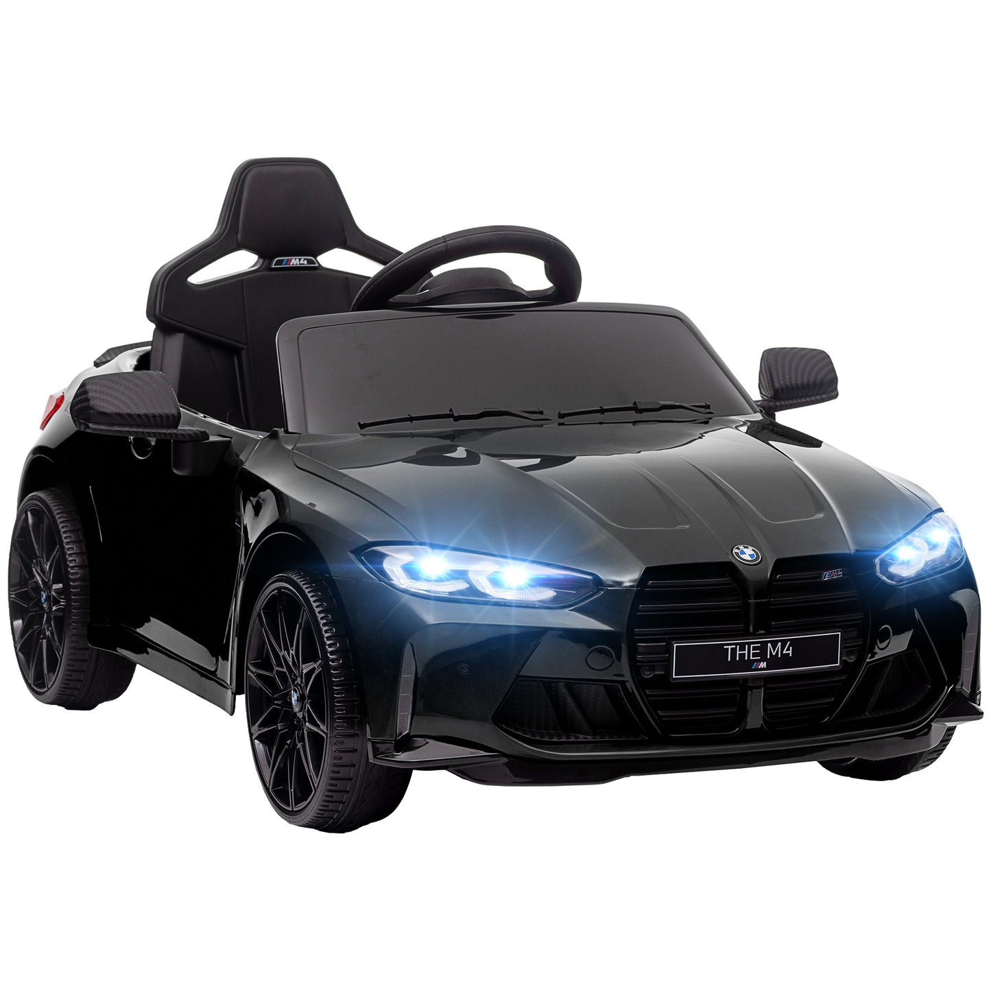 BMW M4 Licensed Electric Ride-On Toy Car for Children with Remote Control, Horn and Headlights, 108x69.5x51 cm, Black