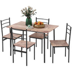 5 Piece Space-Saving Dining Table and Chair Set with Rectangular Kitchen Table and 4 Modern Chairs, in MDF and Steel