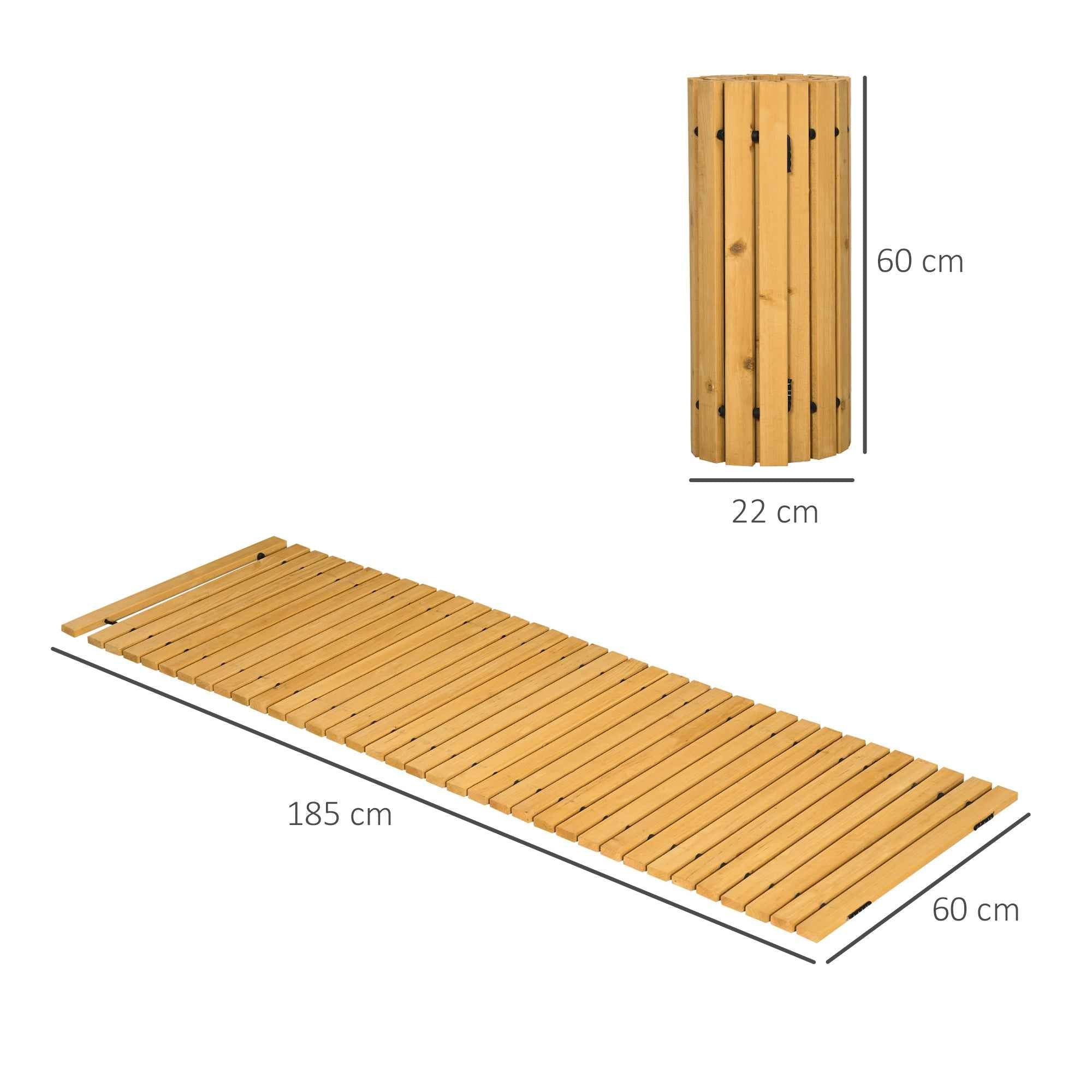 Outsunny Garden Walkway with Rollable and Semi-Flexible Slats, in Fir Wood, 185x60 cm, Yellow