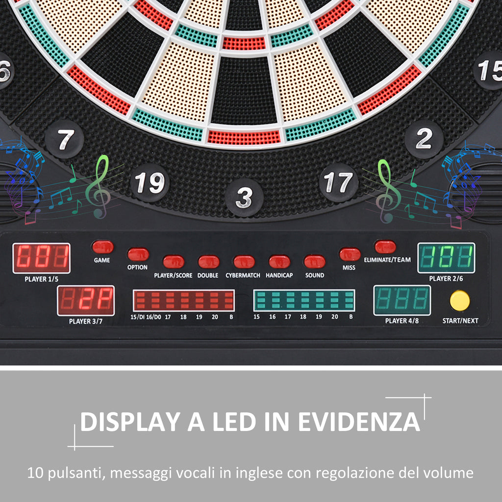 Electronic Dartboard with Automatic Scoring, 12 Darts and 6 Displays, 51x6.5x57cm, Black