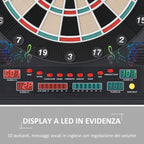 Electronic Dartboard with Automatic Scoring, 12 Darts and 6 Displays, 51x6.5x57cm, Black