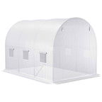 Outsunny PE Greenhouse Cover with 6 Windows, Roll-Up Door and Buried Edges, 3x2x2 m, White