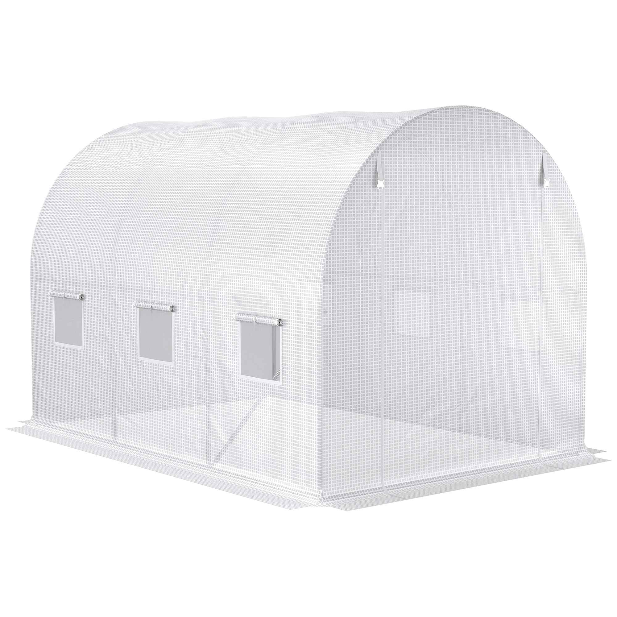 Outsunny PE Greenhouse Cover with 6 Windows, Roll-Up Door and Buried Edges, 3x2x2 m, White
