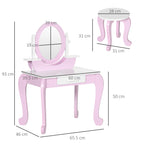 Kids Makeup Dressing Table Set with Mirror Table and Stool, Ages 3-6 Years, Pink