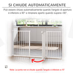 3-Way Dog Gate with Adjustable Width 74-148 cm and Automatic Closure, White