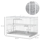Metal Bird Cage with Perches, Food Bowls and Handle, 60x41x41cm