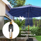 Outsunny 12-Ribbed Double Umbrella with Crank Handle, Cross Base and Sandbags, 4.7 x 2.8 m, Dark Blue