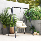 Boho Style Hanging Armchair with Cushion, in Steel, Cotton and Polyester, 80x60x40 cm, Cream White