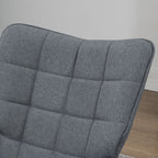 Rocking Chair with Ottoman in Linen and Wood Effect Fabric with Cushion, Armrests, 130 kg Capacity, Grey