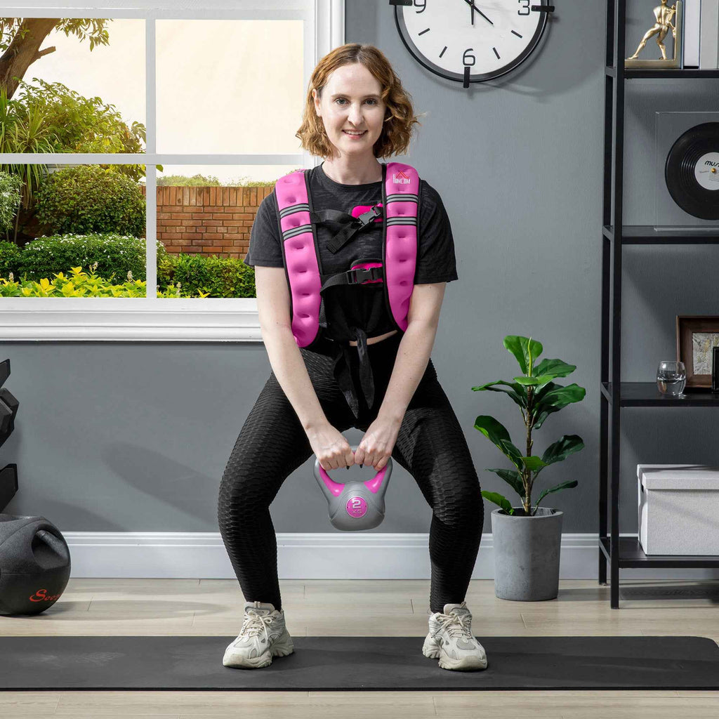HOMCOM 8kg Breathable Weighted Vest with Storage Pocket and Shoulder Straps, Oxford Fabric, 40x35cm, Pink