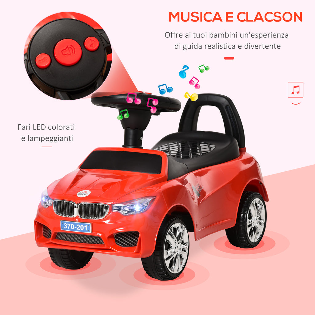 Kids Ride-On Toy Car with Steering Wheel, Headlights and Music, Age 18-36 Months, Red