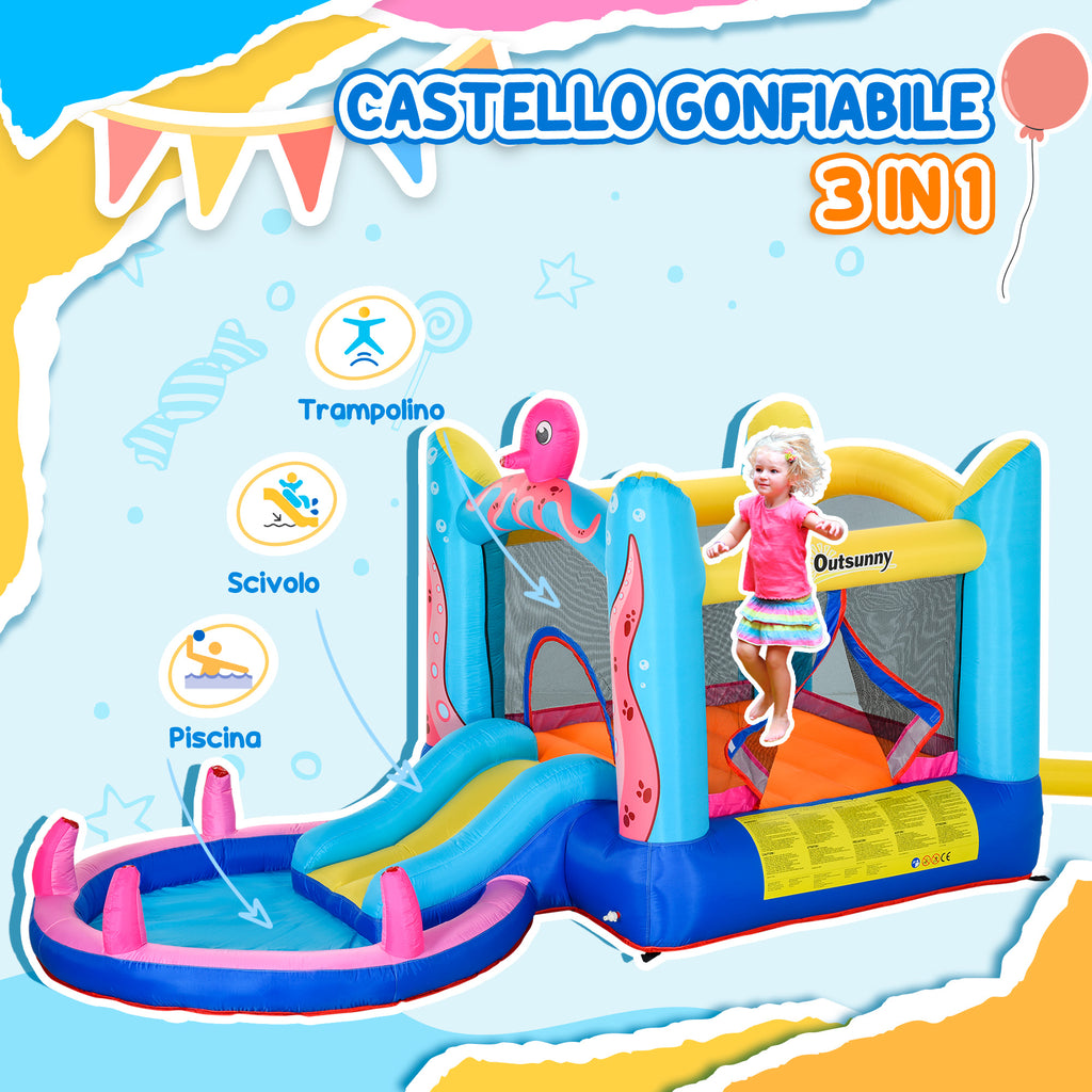Giant Bouncy Castle for Kids Ages 3-8 with Slide, Pool and Inflator 3.6x1.75x1.8m