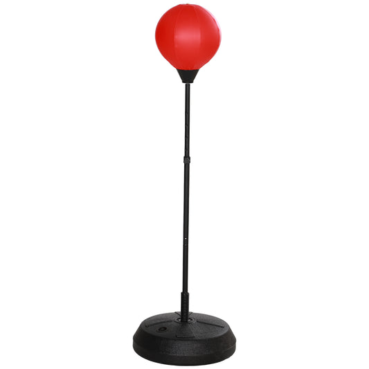 HOMCOM Floor Punching Ball for Children from 5-10 Years with Gloves and Adjustable Height, Red