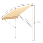 Outsunny 3x1.5m Arm Awning with Crank and Telescopic Structure, Orange and White