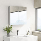 kleankin Mirrored Cabinet with 3 Adjustable Internal Shelves, in Wood and Glass, 60x15x60 cm, White